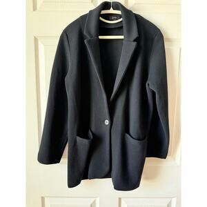J. Crew Black Sweater Blazer Wool Cotton Knit Jacket Medium Office Capsule